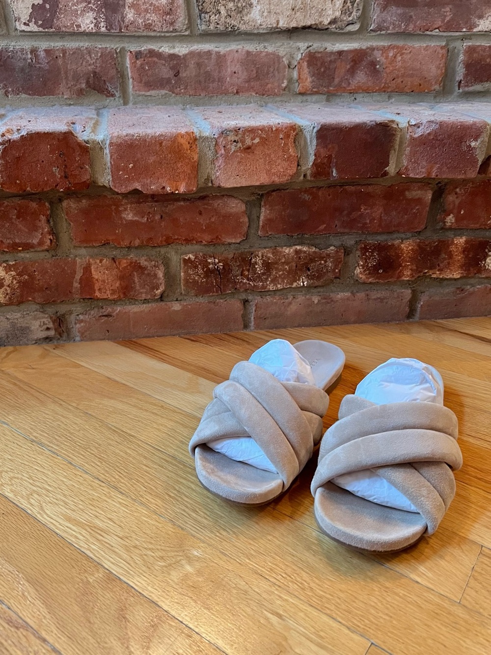 Veronica Beard Tan Nude Elise Suede Slide Sandals - Picture 2 of 15
